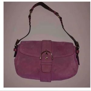 Pink Coach Suede Shoulder Purse